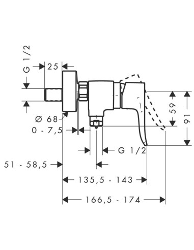 Metris dušas maisītājs, hroms