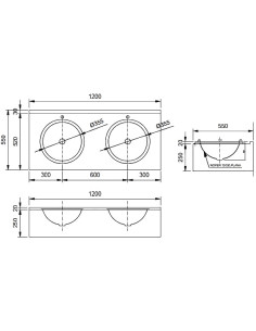 Izlietne 120x55cm, H25cm, NT 2