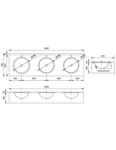 Izlietne 180x55cm, H25cm, NT 2