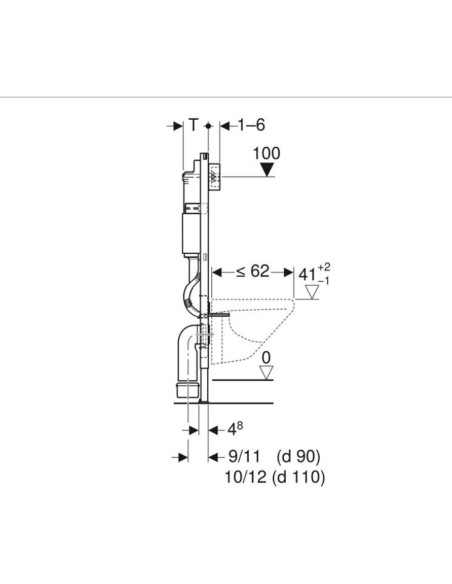 Geberit Duofix elements sienas tualetes podam, 112 cm, ar Delta 12 cm zemapmetuma skalojamo kasti, noskalošanas panelis Delta20 