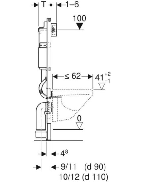 Geberit Duofix elements sienas tualetes podam, 112 cm, ar Delta 12 cm zemapmetuma skalošanas tvertni, noskalošanas panelis Delta