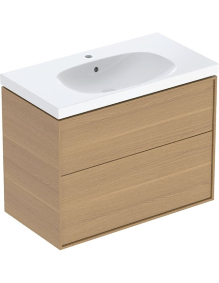 Ifö Sense Art izlietne ar plauktiem, apakšskapi, divas atvilktnes, komplekts, dabīgs ozolkoks, melamīns, koksnes struktūra, balt