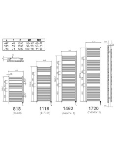 Venus dvieļu žāvētājs, liekts 1720x595x55mm, hromēts 2