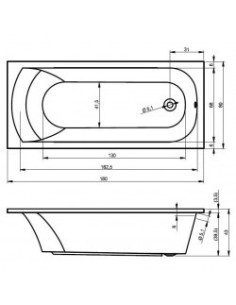 Miami acryl bathtub 180x80, high gloss white 2