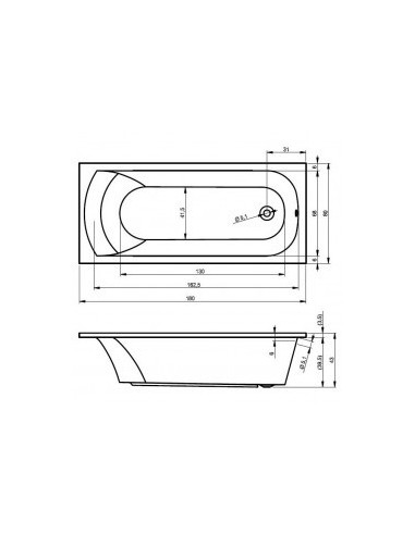 Miami acryl bathtub 180x80, high gloss white