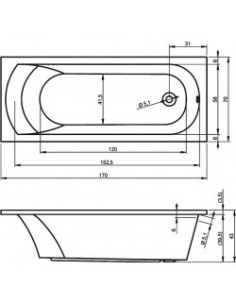 Miami acryl bathtub 170x70, high gloss white 2