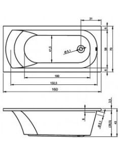 Miami acryl bathtub 160x70, high gloss white 2