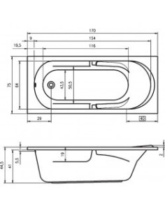 Future acryl bathtub 170x75, high gloss white 2