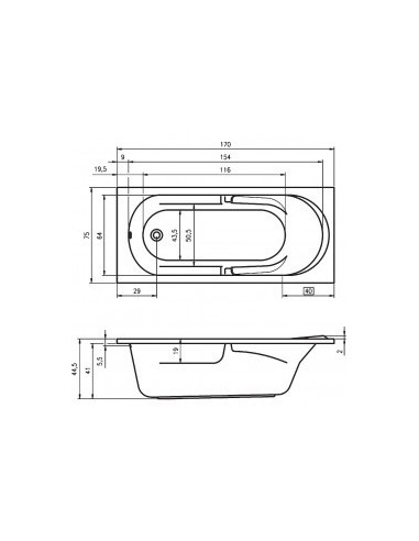 Future acryl bathtub 170x75, high gloss white