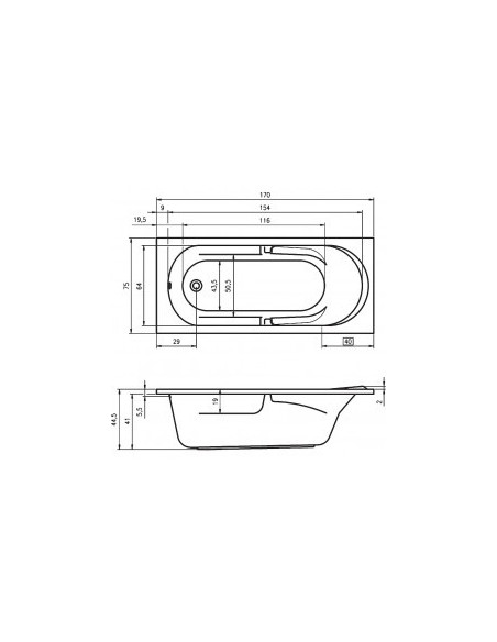 Future acryl bathtub 170x75, high gloss white