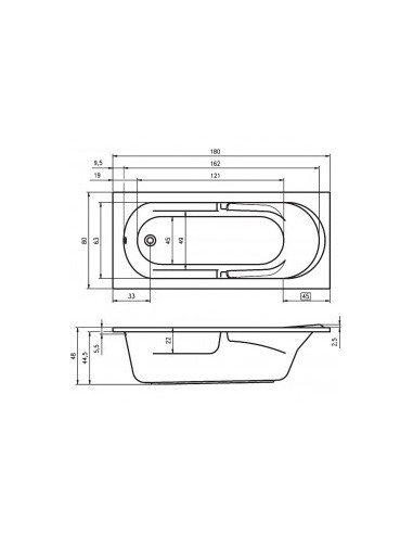 Future acryl bathtub 180x80, high gloss white
