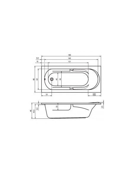 Future acryl bathtub 180x80, high gloss white