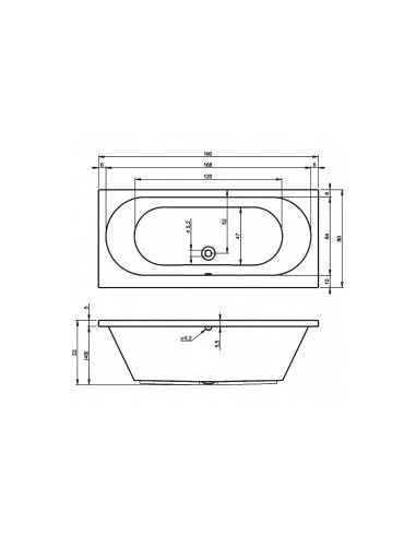 Carolina acryl bathtub 180x80, high gloss white