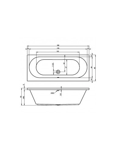 Carolina acryl bathtub 190x80, high gloss white