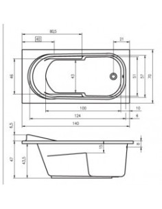 Columbia acryl bathtub 140x70, high gloss white 2