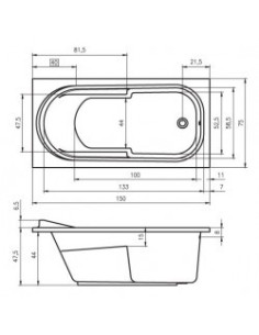 Columbia acryl bathtub 150x75, high gloss white 2