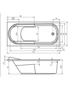 Columbia acryl bathtub 175x80, high gloss white 2