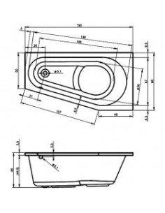 Delta acryl bathtub 150x80, left, high gloss white 2