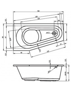 Delta acryl bathtub 150x80, right, high gloss white 2