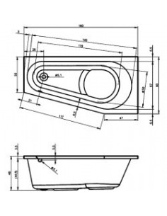 Delta acryl bathtub 160x80, left, high gloss white 2