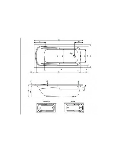 Future acryl bathtub 190x90, high gloss white