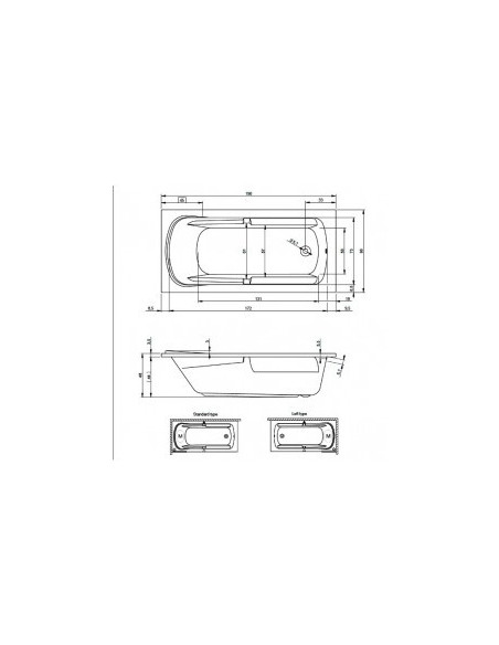Future acryl bathtub 190x90, high gloss white