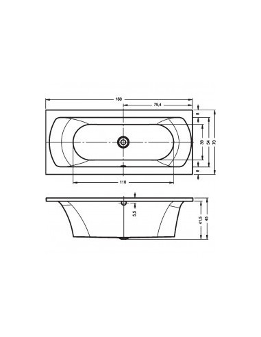 Lima acryl bathtub 160x70, high gloss white