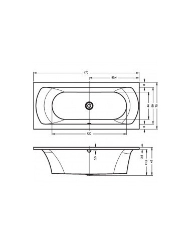 Lima acryl bathtub 170x75, high gloss white