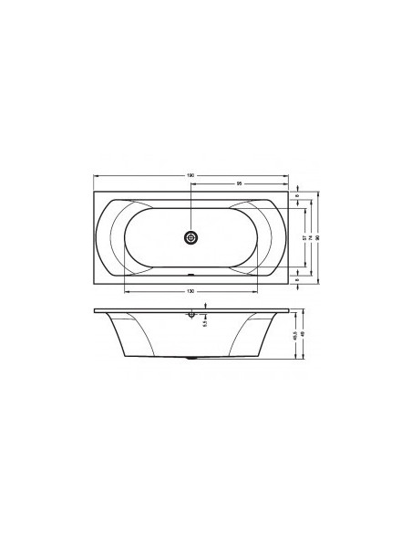 Lima acryl bathtub 190x90, high gloss white