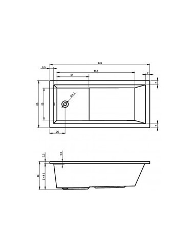 Lusso plus acryl bathtub 170x80 , high gloss white