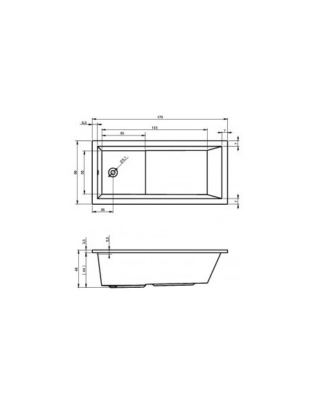 Lusso plus acryl bathtub 170x80 , high gloss white