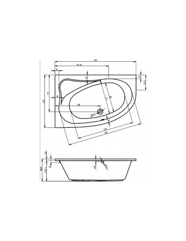 Aryl acryl bathtub 170x110, right, high gloss...