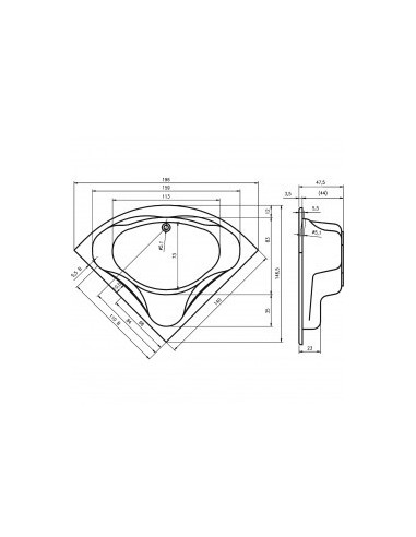 Neo acryl bathtub 140x140, high gloss white