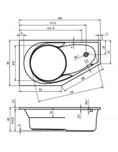 Yukon acryl bathtub 160x90, right, high gloss white 2