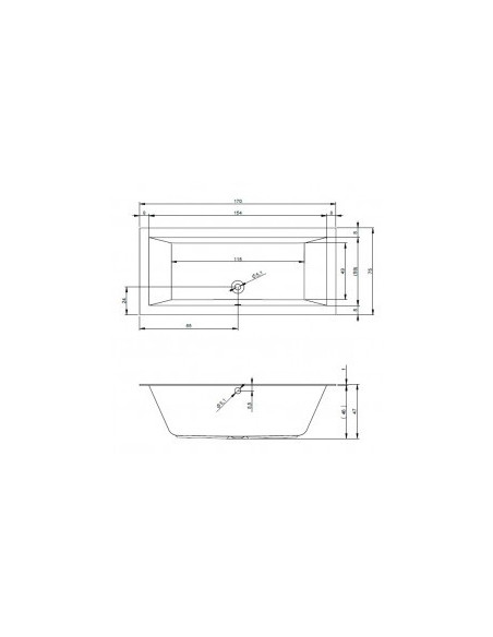 Lugo acryl bathtub 170x75, high gloss white