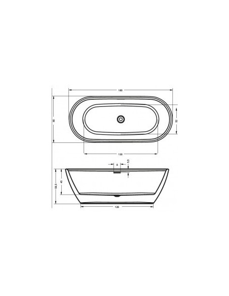 Inspire freestanding bathtub 180x80 compleet, high gloss white