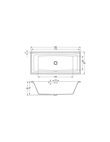 Still Square acryl bathtub 180x80 Incl siphon, high gloss white