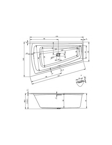 Still Smart bathtub 170x110 Right, high gloss...
