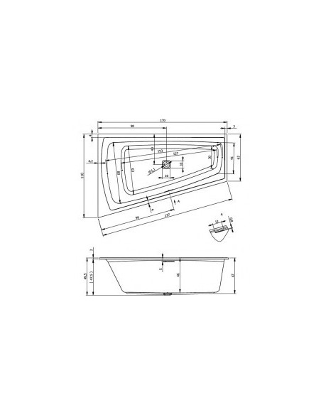 Still Smart bathtub 170x110 Right, high gloss white