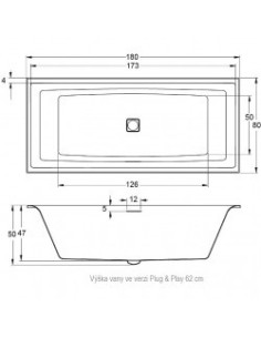 Still Square PL&PL 180x80 Right, high gloss white 2