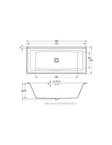 Still Square PL&PL 180x80 Left, high gloss white