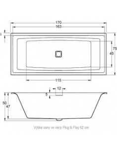 Still square 170x75 PL&PL left, high gloss white 2