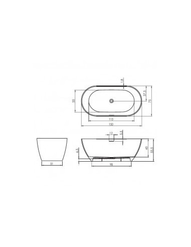Bilbao solid bad 150x75x55,5 , white mat