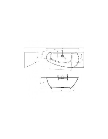 Riho Granada Solid Surface freestanding bathtub 170 x 80cm, left version