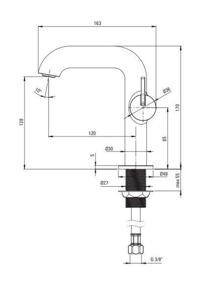 Deante Silia praustuvo čiaupas, su stačiakampiu snapeliu BQS_C24M - 2