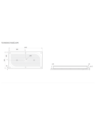 PAA dušas paliktnis LARGO 80x160 - 5