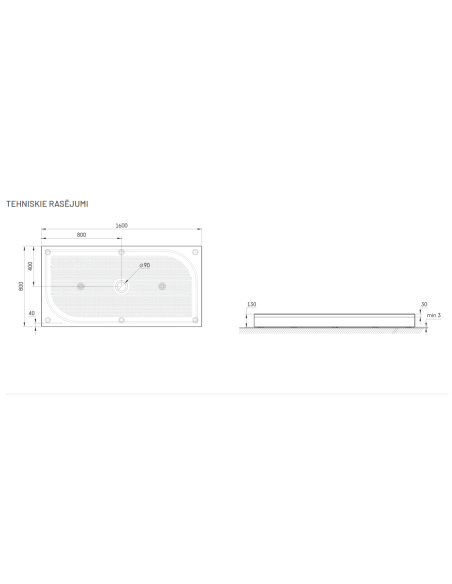 PAA dušas paliktnis LARGO 80x160 - 5