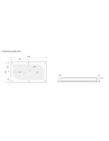 PAA dušas paliktnis LARGO 80x140 - 1