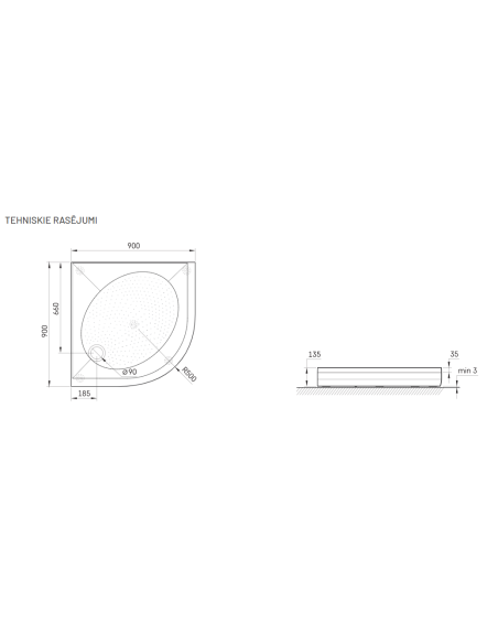 PAA dušo padėklas ART RO 90 R 500 - 5