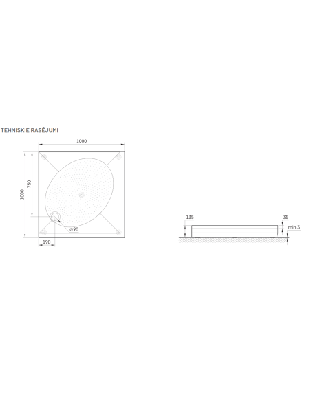 PAA dušo padėklas ART KV 100 - 5